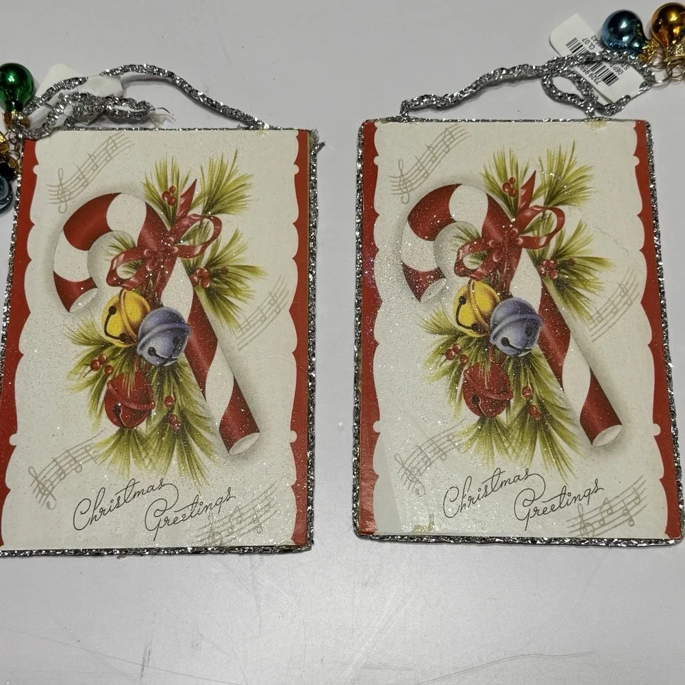 5 Lot Christmas Greeting Post Card Old Fashioned Tree Ornaments Greetings Art